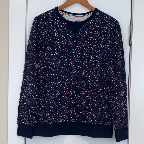 Lands' End Tops - Brand New Lands End Serious Sweats French Terry Star Print Sweatshirt M